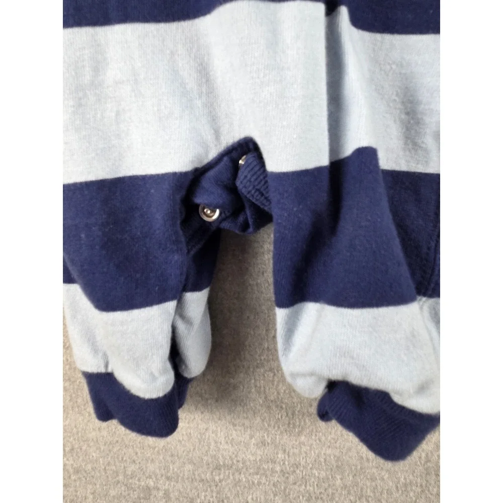 Ralph Lauren Baby Boy 3M One Piece Blue Stripe Rugby Footed Romper Snap Pony